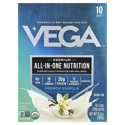 Vega Organic Plant-Based Protein French Vanilla : la protéine végane en portions individuelles